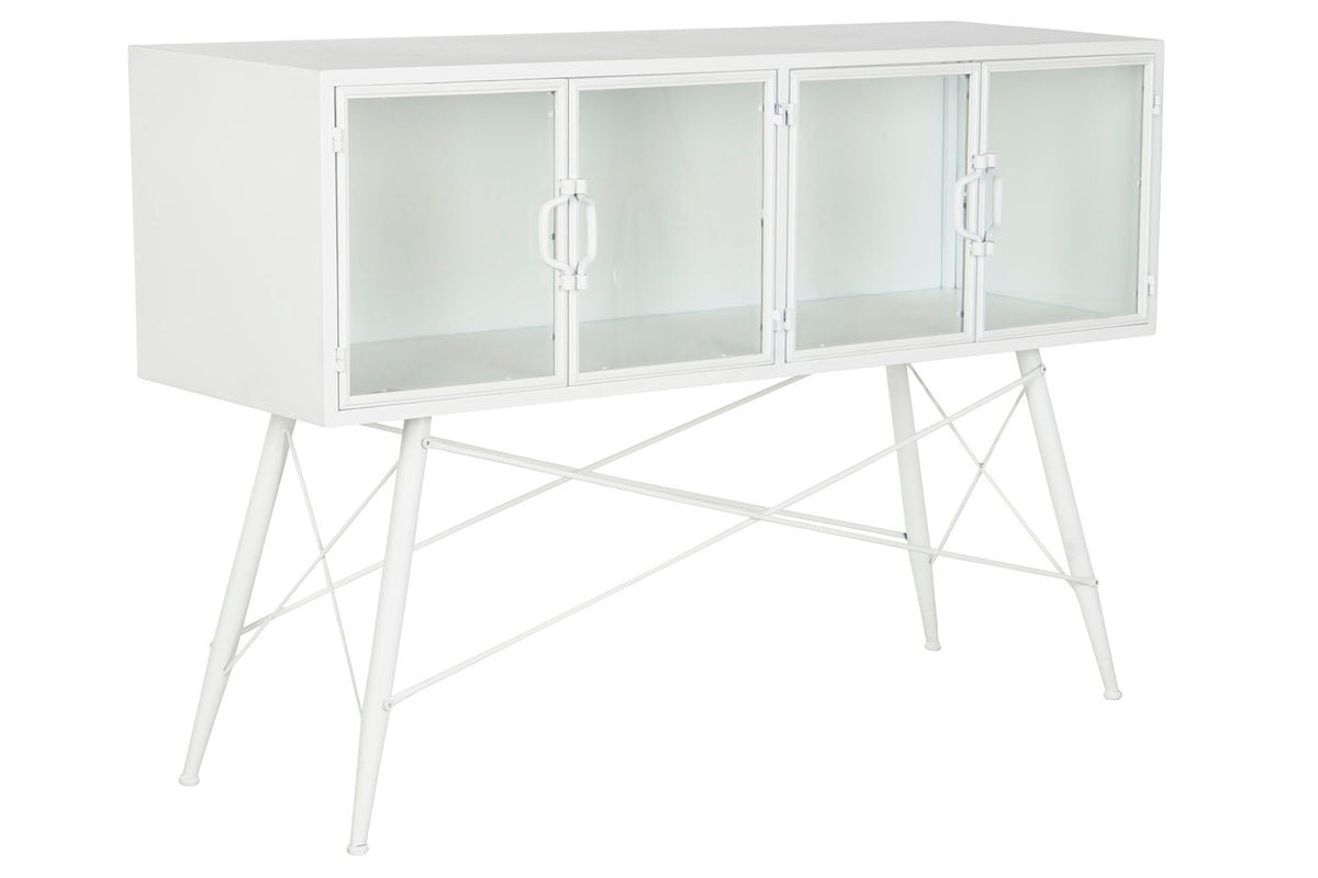 CONSOLA METAL CRISTAL 120X35X80 BLANCO