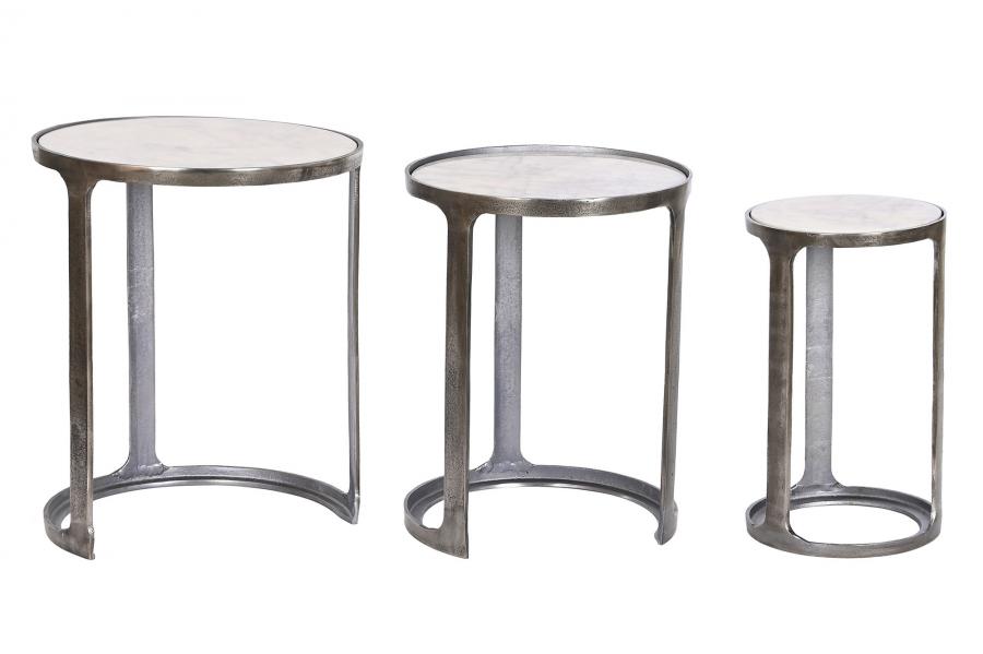 MESITA AUXILIAR SET 3 MARMOL 45,5X45,5X56 PATINADO