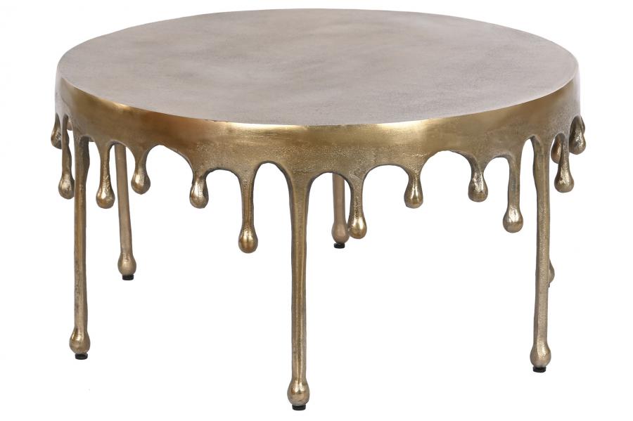 MESA CENTRO ALUMINIO 75X75X40 ANTIQUE GOLD DORADO