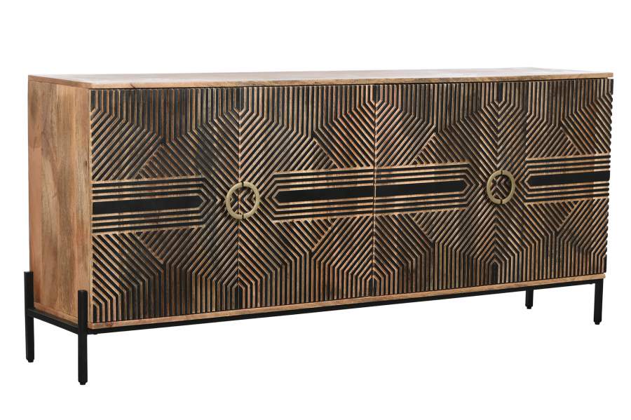 APARADOR MADERA MANGO 180X40X80 TALLADO NEGRO