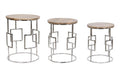 MESITA AUXILIAR SET 3 MANGO ACERO 49,5X49,5X62