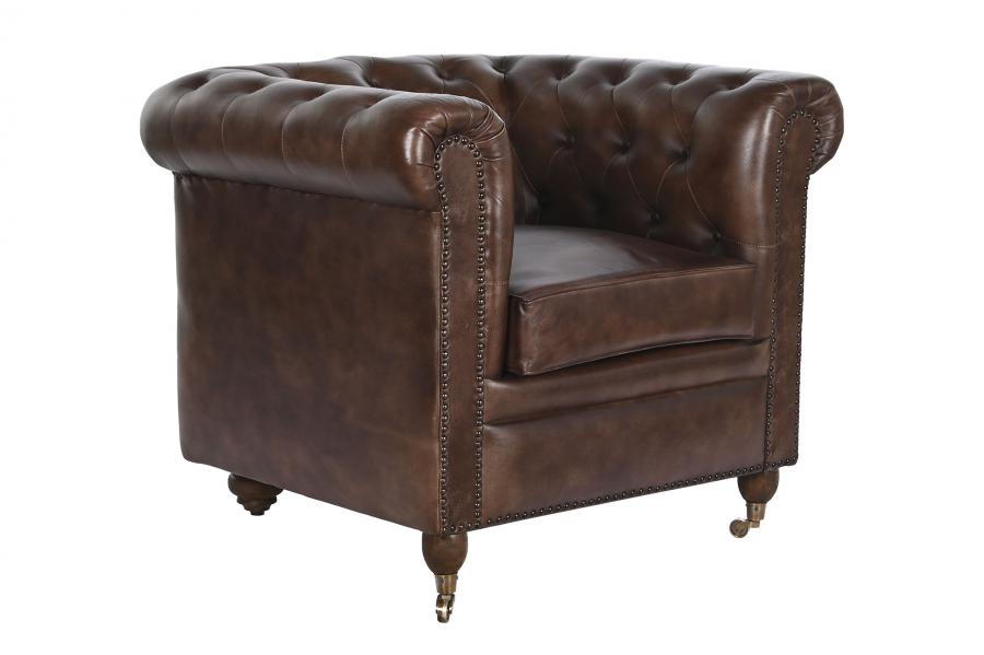 SILLON PIEL 84X77X79 CHESTER MARRON OSCURO