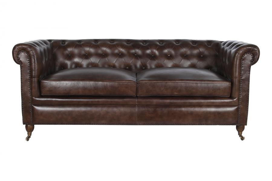 SOFA PIEL 190X77X80 CHESTER 3 PLAZAS MARRON OSCURO