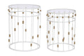 MESITA AUXILIAR SET 2 METAL CRISTAL 42X42X55 38X50