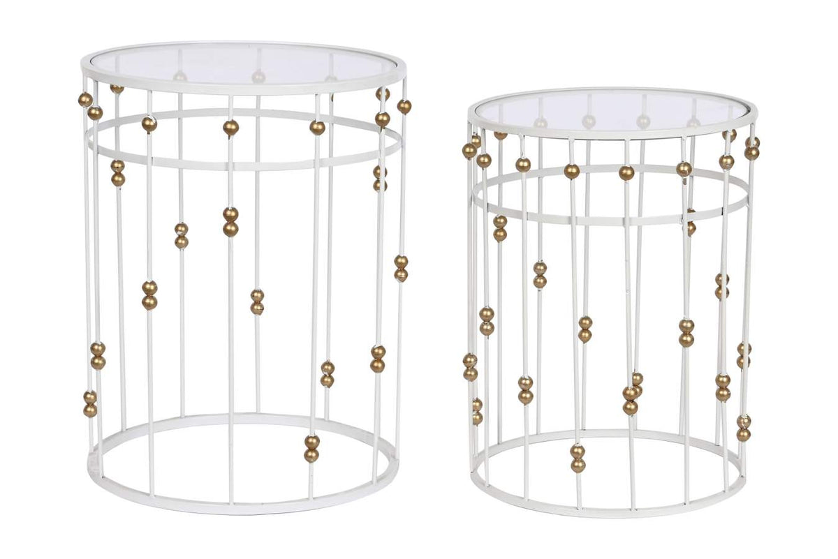 MESITA AUXILIAR SET 2 METAL CRISTAL 42X42X55 38X50