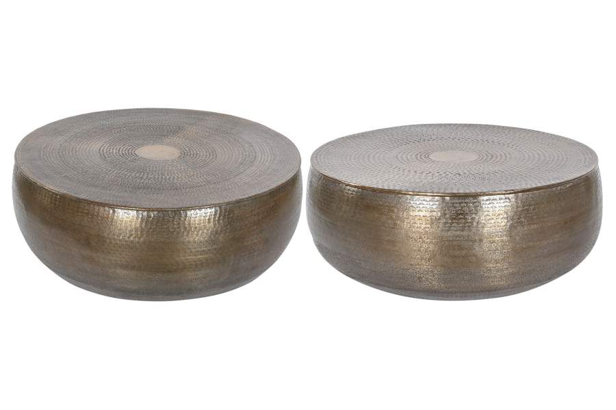 MESA CENTRO SET 2 ALUMINIO 120X120X45 DORADO