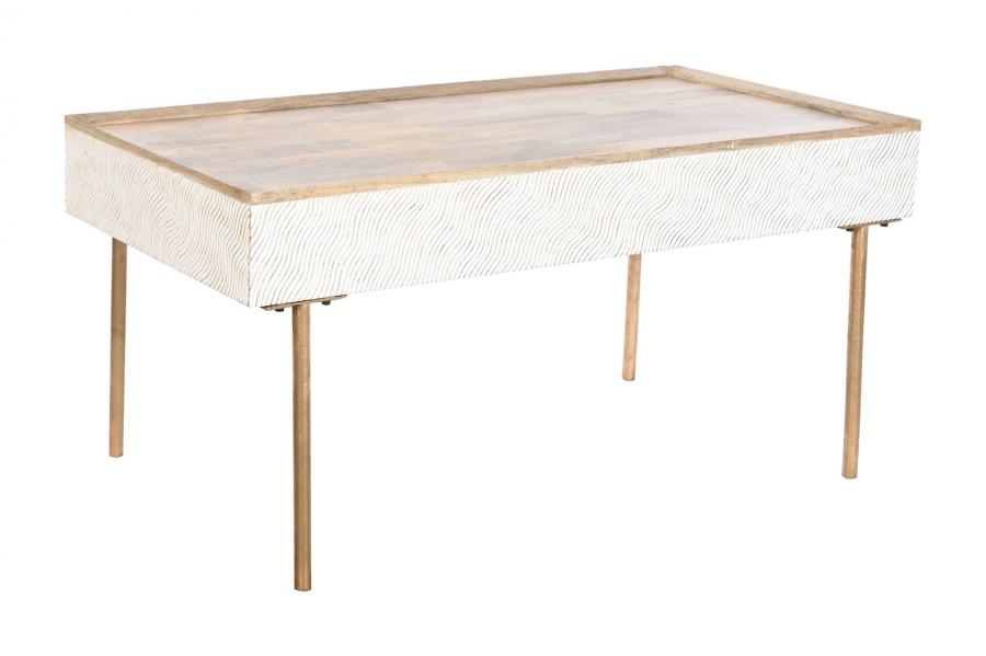 MESA CENTRO MANGO METAL 120X60X57 ONDAS MARRON