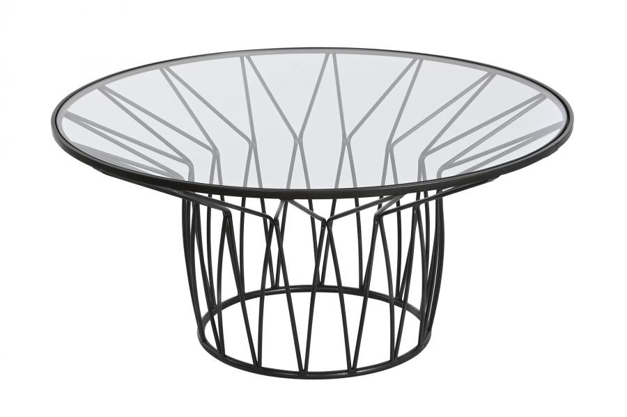 MESA CENTRO METAL CRISTAL 85X85X39 NEGRO