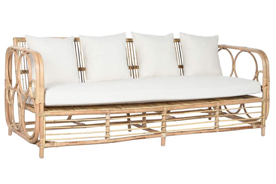 SOFA RATAN ALGODON 195X72X78 CON COJINES ALGOD N