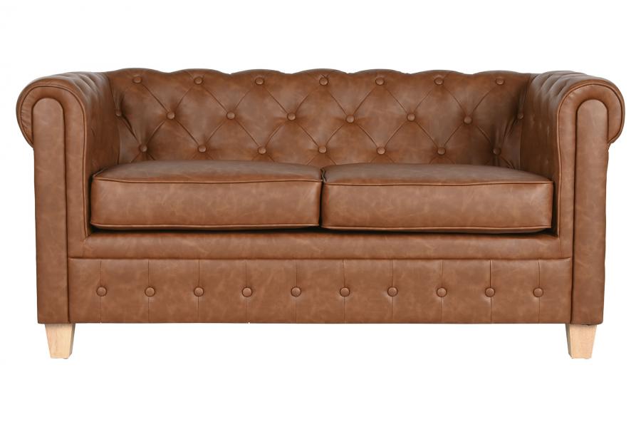 SOFA POLIESTER MADERA 151X79X70 2 PLAZAS MARRON