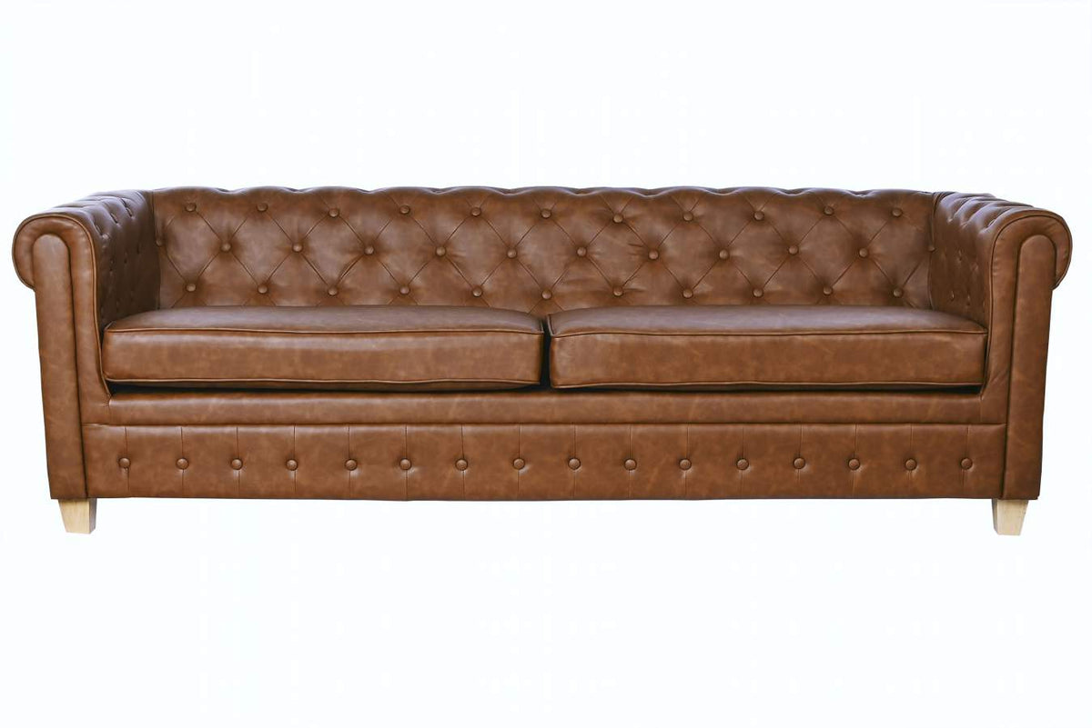 SOFA POLIESTER MADERA 218X78X70 3 PLAZAS MARRON