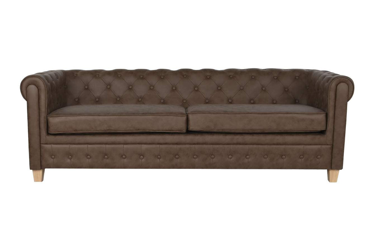 SOFA POLIESTER MADERA 216X78X70 3 PLAZAS MARRON