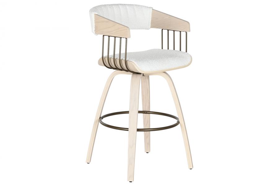 TABURETE MADERA POLIESTER 51,5X47,5X94,5 BLANCO