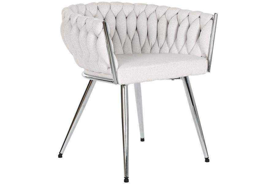 SILLA POLIESTER METAL 48X41,5X76 TRENZADA BEIGE