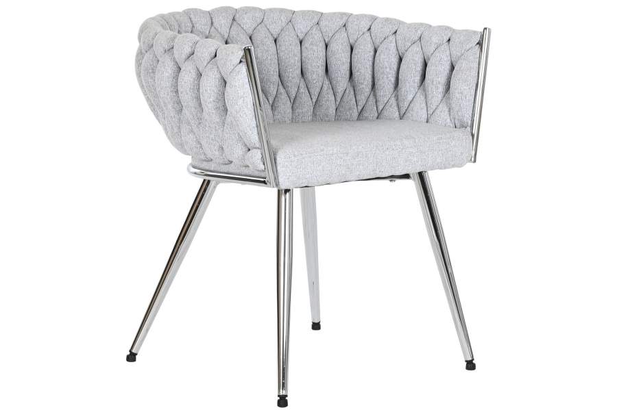 SILLA POLIESTER METAL 48X41,5X76 TRENZADA GRIS