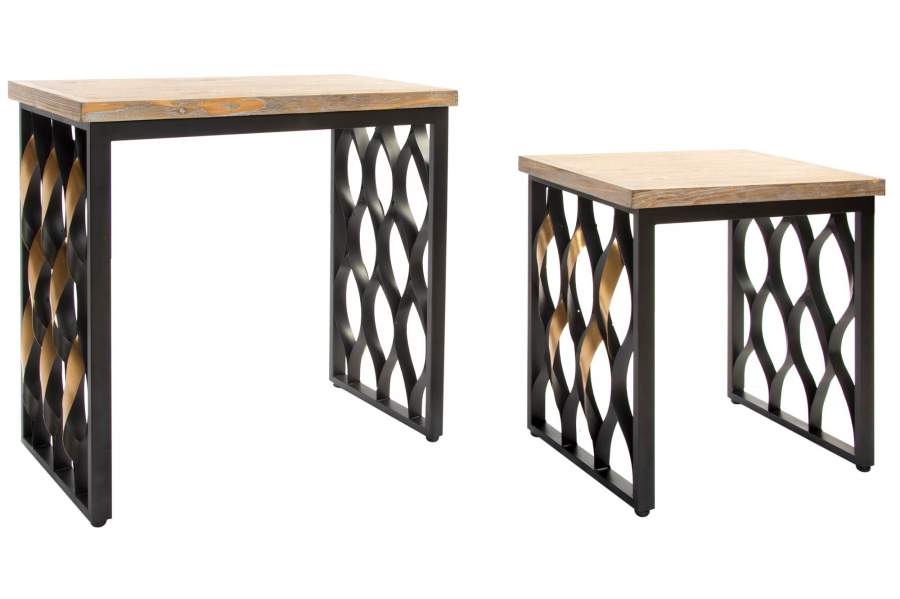 MESITA AUXILIAR SET 2 MADERA 64X34X65 INDUSTRIAL