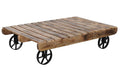 MESA CENTRO MANGO METAL 130X80X32 RUEDAS NATURAL