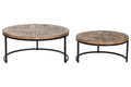 MESA CENTRO SET 2 MANGO METAL 90X90X40 MARRON