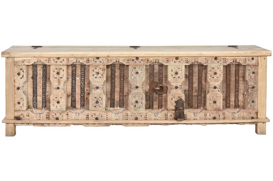 MUEBLE TV MADERA TALLADA 194X50X63 PIEZA UNICA