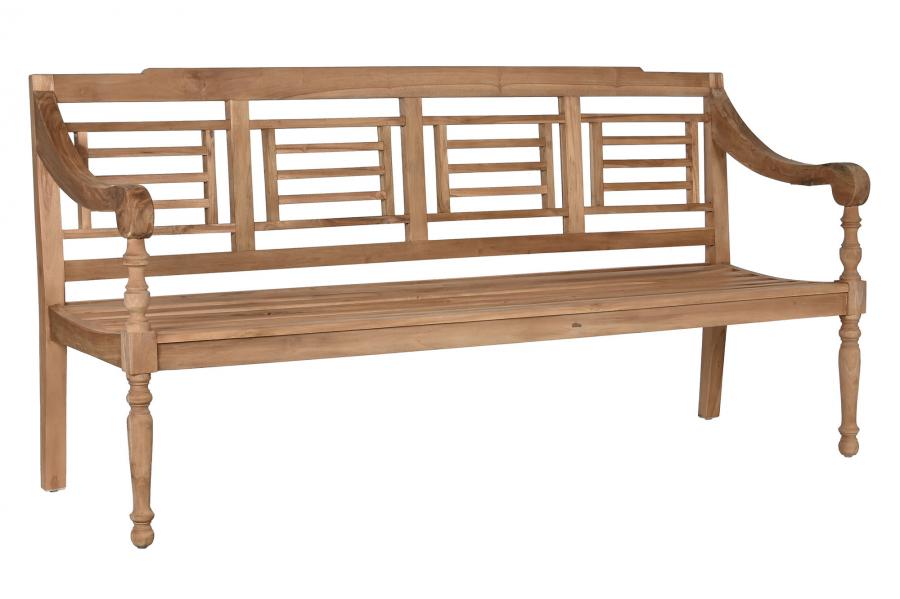 BANCO TECA 200X65X101 TALLADO NATURAL