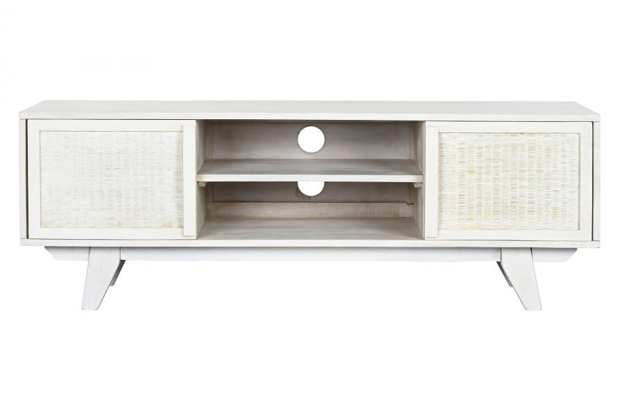 MUEBLE TV MANGO RATAN 128X40X45 BLANCO ROTO