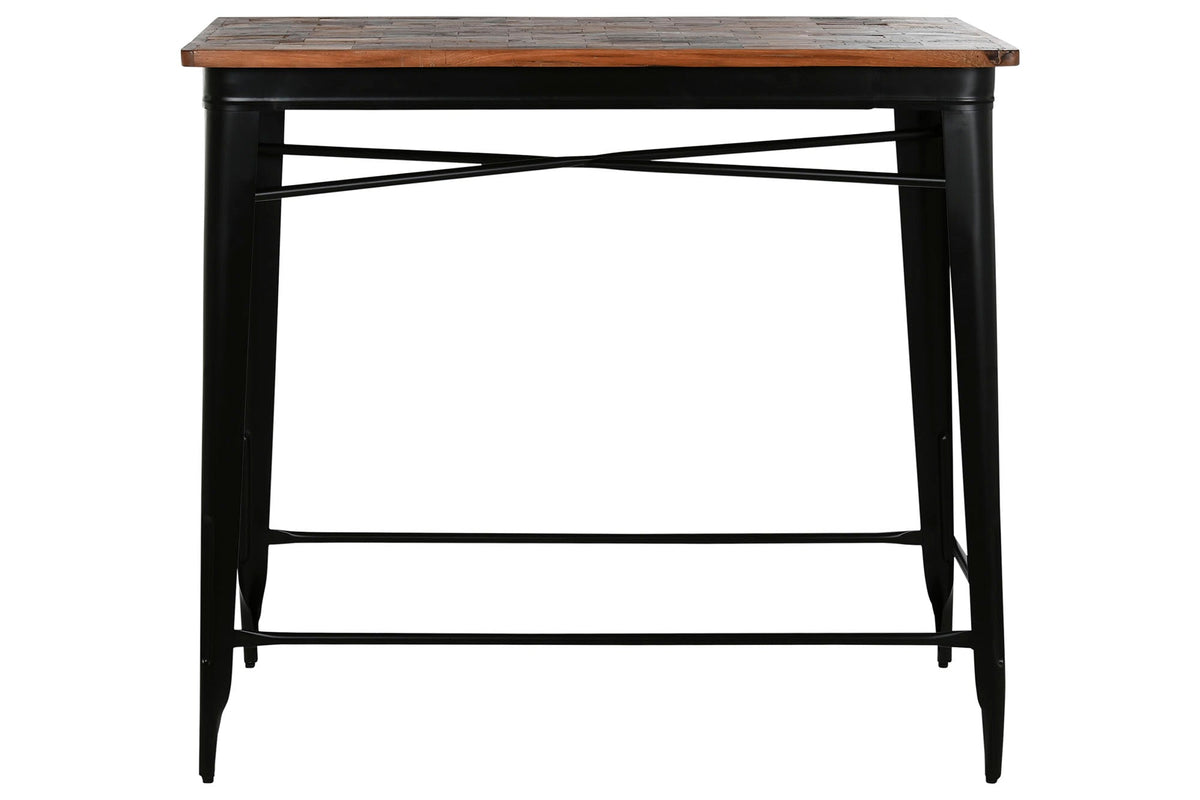 MESA BAR METAL MADERA 120X66X102 MARRON