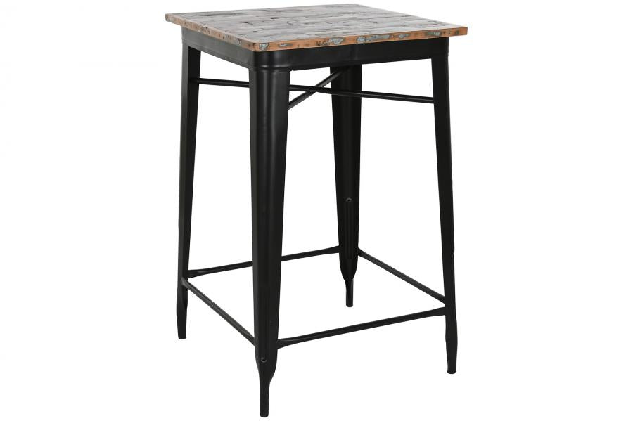MESA BAR METAL MADERA 66X66X102