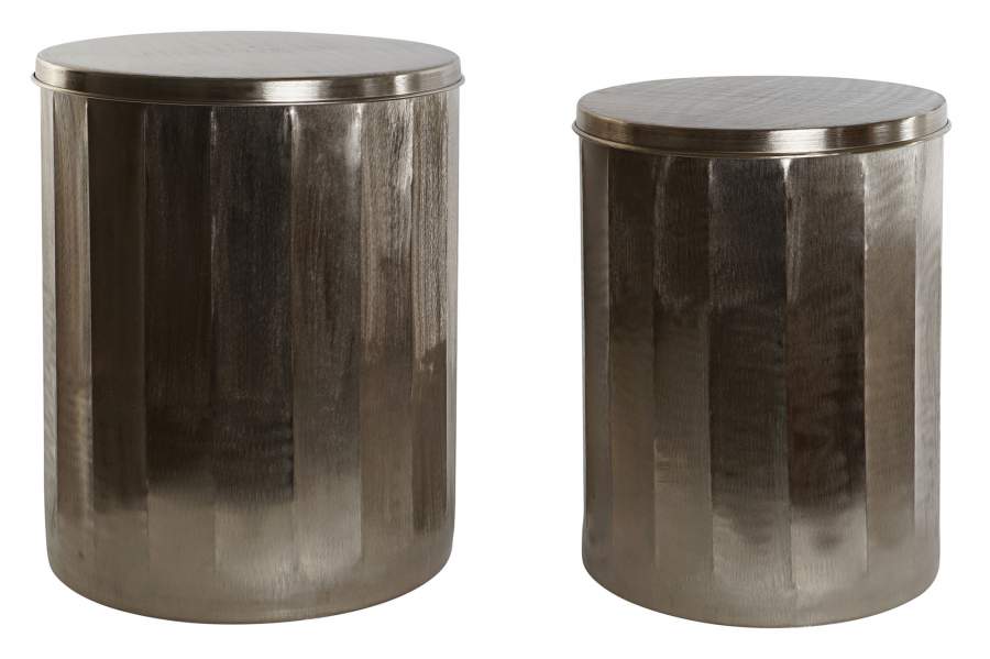 MESITA AUXILIAR SET 2 METAL 42X42X52 TAPA DORADO