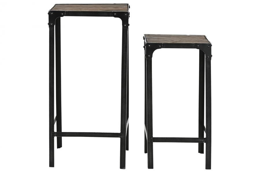 MESITA AUXILIAR SET 2 HIERRO 38X38X75 RECICLADA