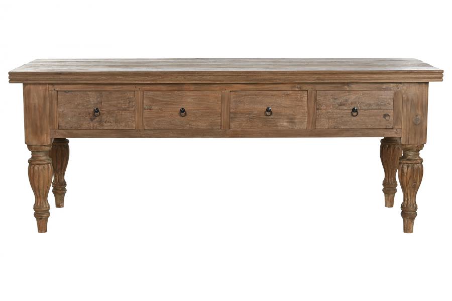 CONSOLA TECA RECICLADA 220X80X78 4 CAJONES