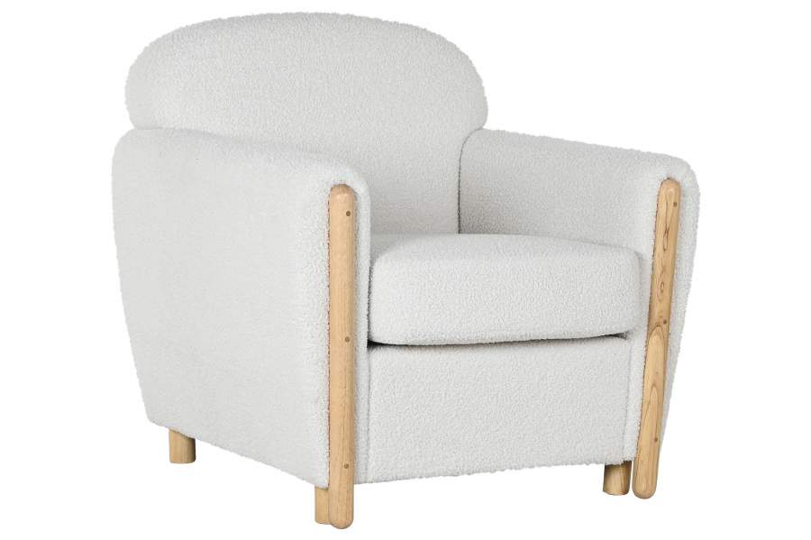 SILLON POLIESTER MADERA 81X78X82 BUCLE BLANCO