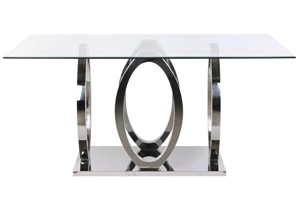 MESA COMEDOR ACERO CRISTAL TEMPLADO 160X90X76