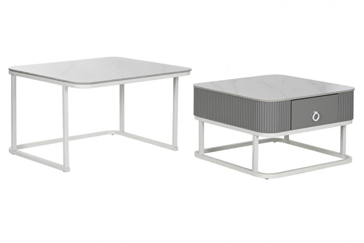 MESA CENTRO SET 2 PIEDRA SINTERIZADA 70X70X45