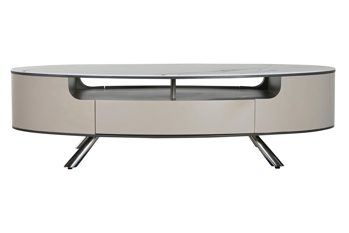 MESA CENTRO MARMOL ACERO 140X75X40 BEIGE