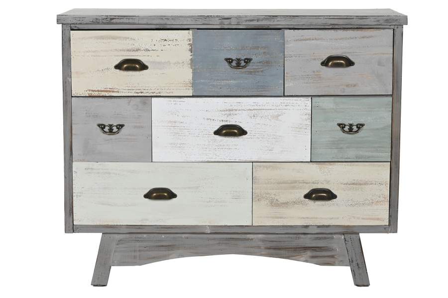 CAJONERA ABETO 100X40X80 8 CAJONES ENVEJECIDO GRIS