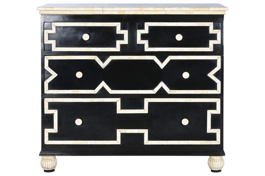 COMODA HUESO 111X51X99 TARACEA HECHO A MANO NEGRO