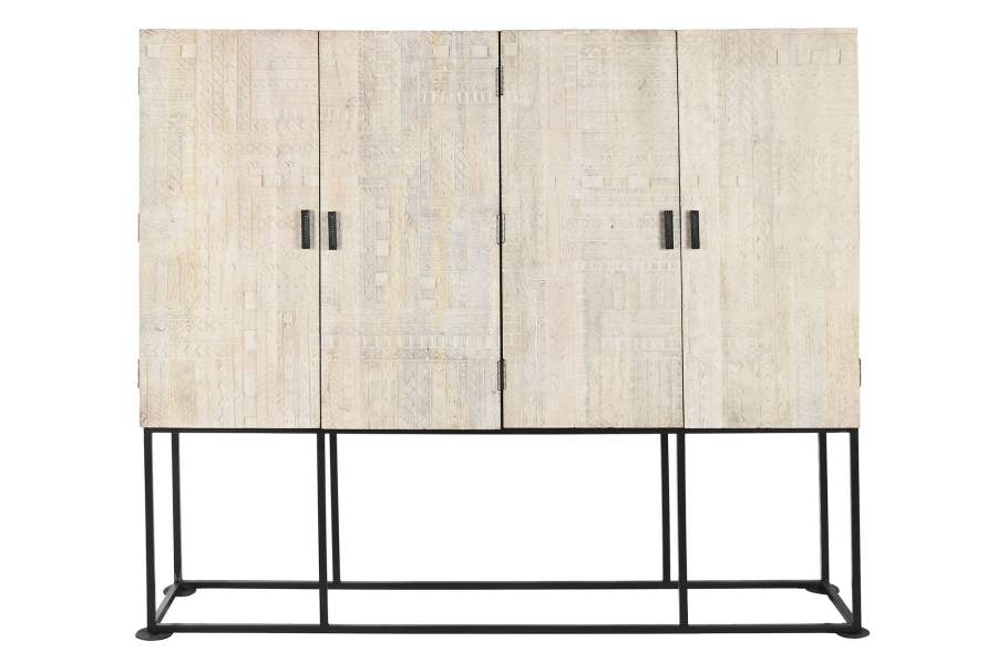 ARMARIO MANGO METAL 180X40X160 TALLADO BLANCO