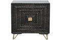MESITA DE NOCHE MANGO METAL 50X40X50 MANDALA NEGRO
