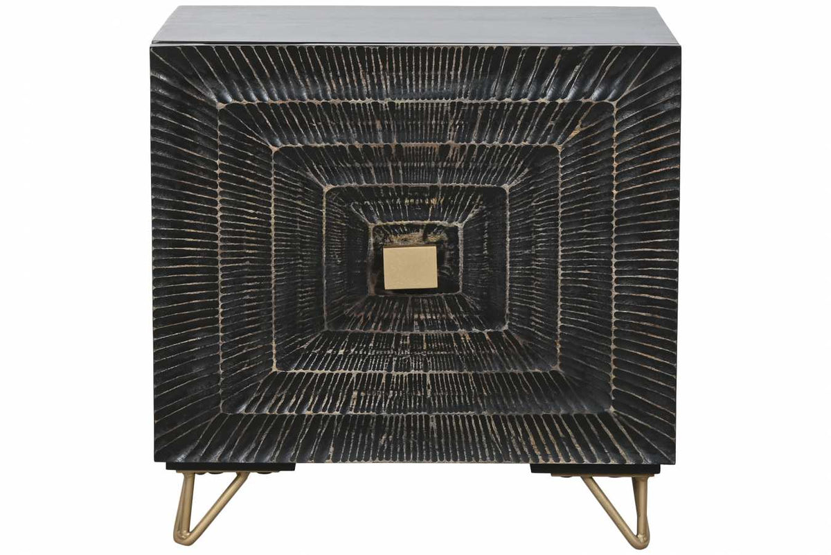 MESITA DE NOCHE MANGO METAL 50X40X50 MANDALA NEGRO
