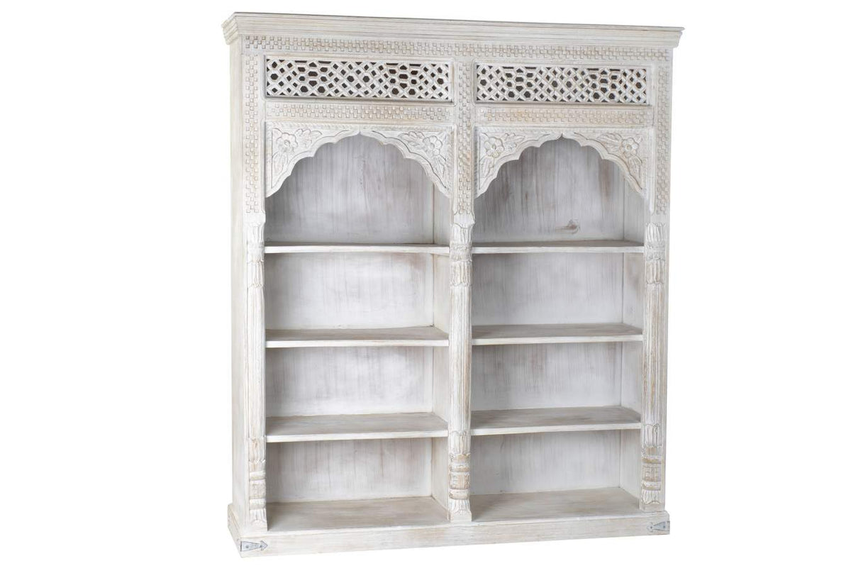 ESTANTERIA MANGO MDF 180X40X200 TALLADO BLANCO