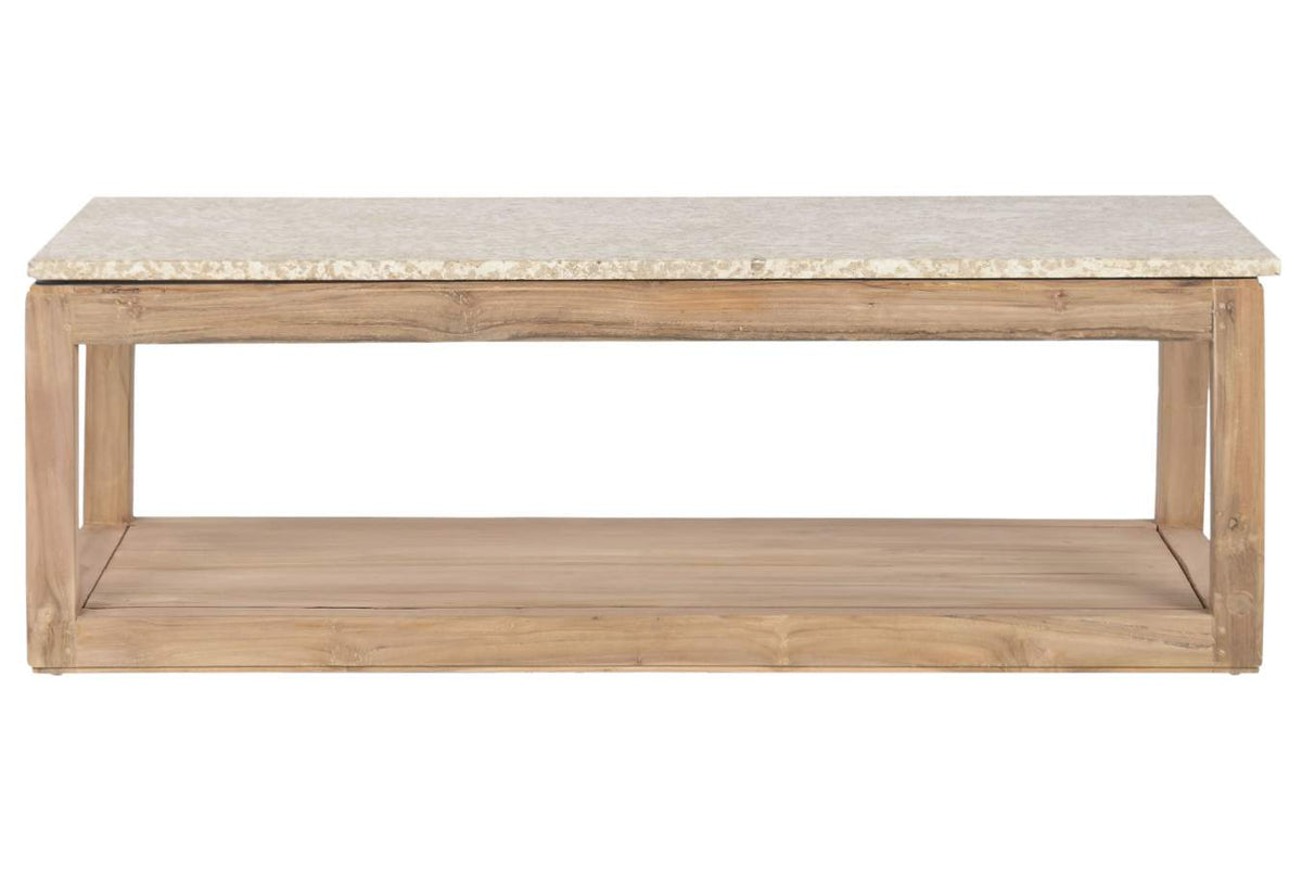 MESA CENTRO MADERA RECICLADA MARMOL 120X60X40