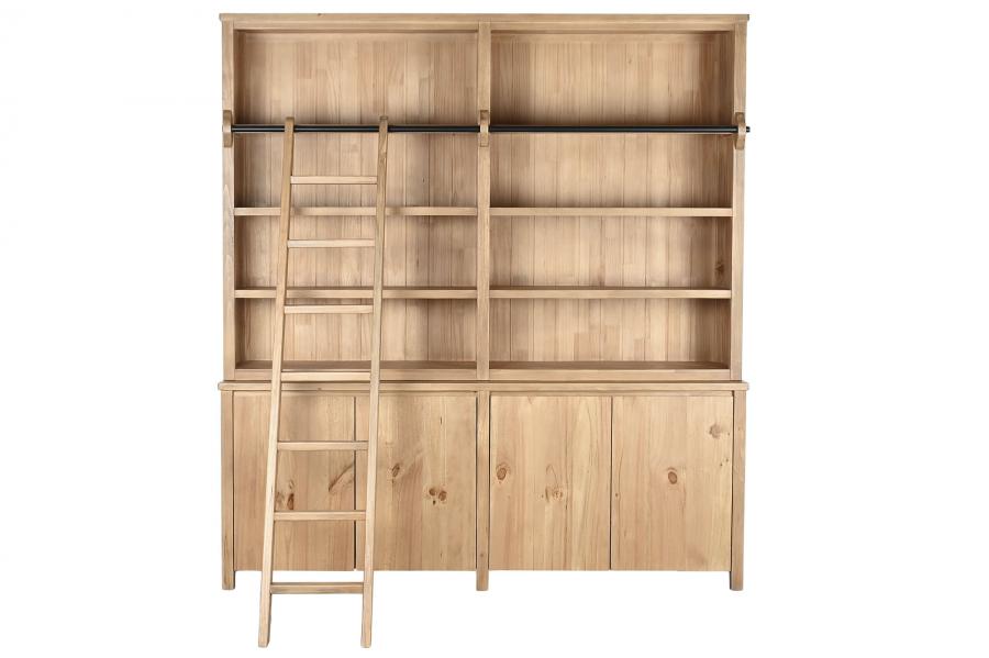 LIBRERIA PINO METAL 200X45X220 ESCALERA