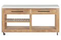 CONSOLA MADERA RECICLADA MANGO 150X40X80 RUEDAS