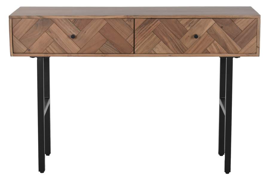 CONSOLA ACACIA METAL 120X40X78 MARRON