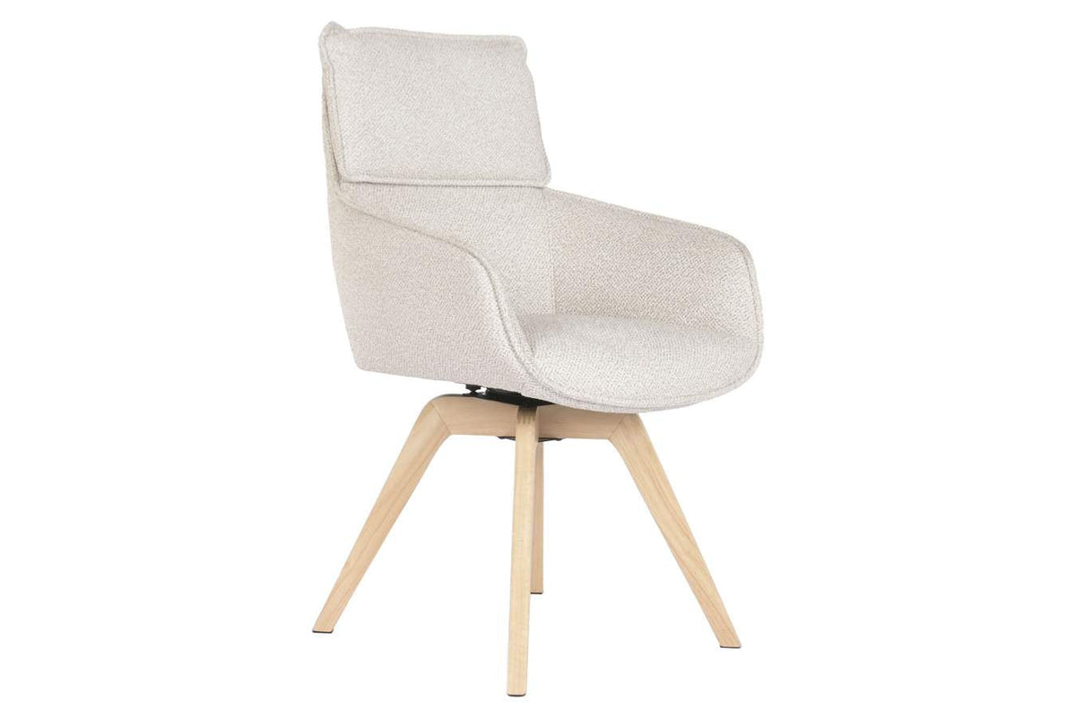 SILLA MADERA DE HEVEA POLIESTER 59X62,5X90 BEIGE