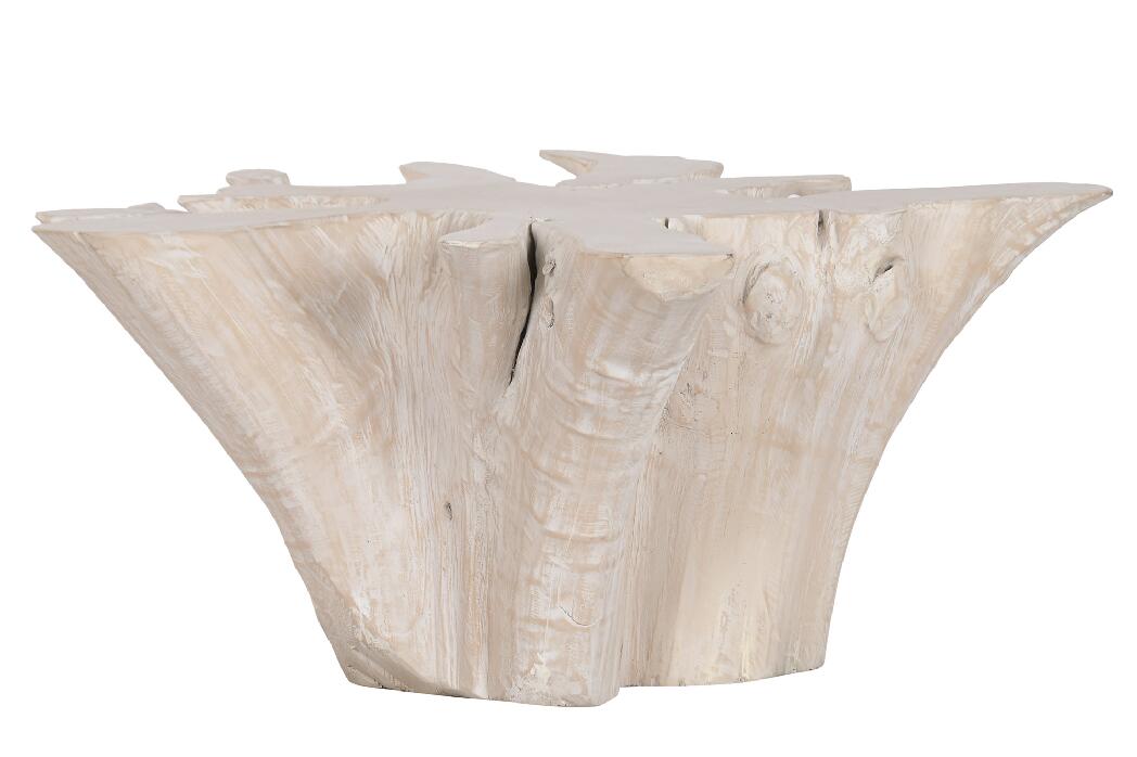 MESA CENTRO RAIZ DE TECA 90X90X44 DECAPE BLANCO