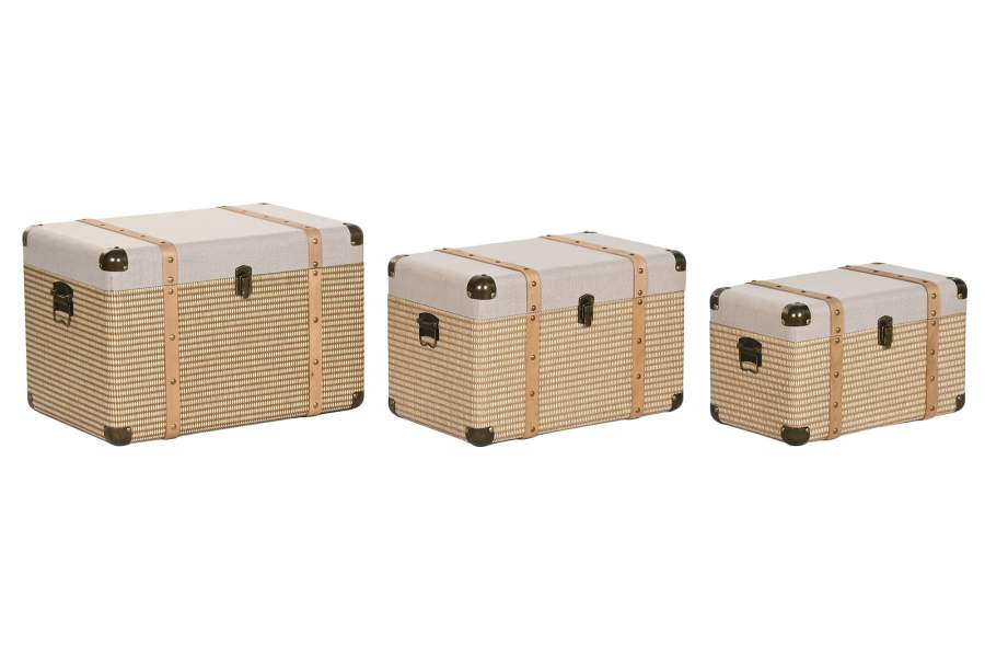 BAUL SET 3 POLIESTER MADERA 54X35X35,5 NATURAL