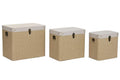 BAUL SET 3 POLIESTER MADERA 60X40X50 BEIGE