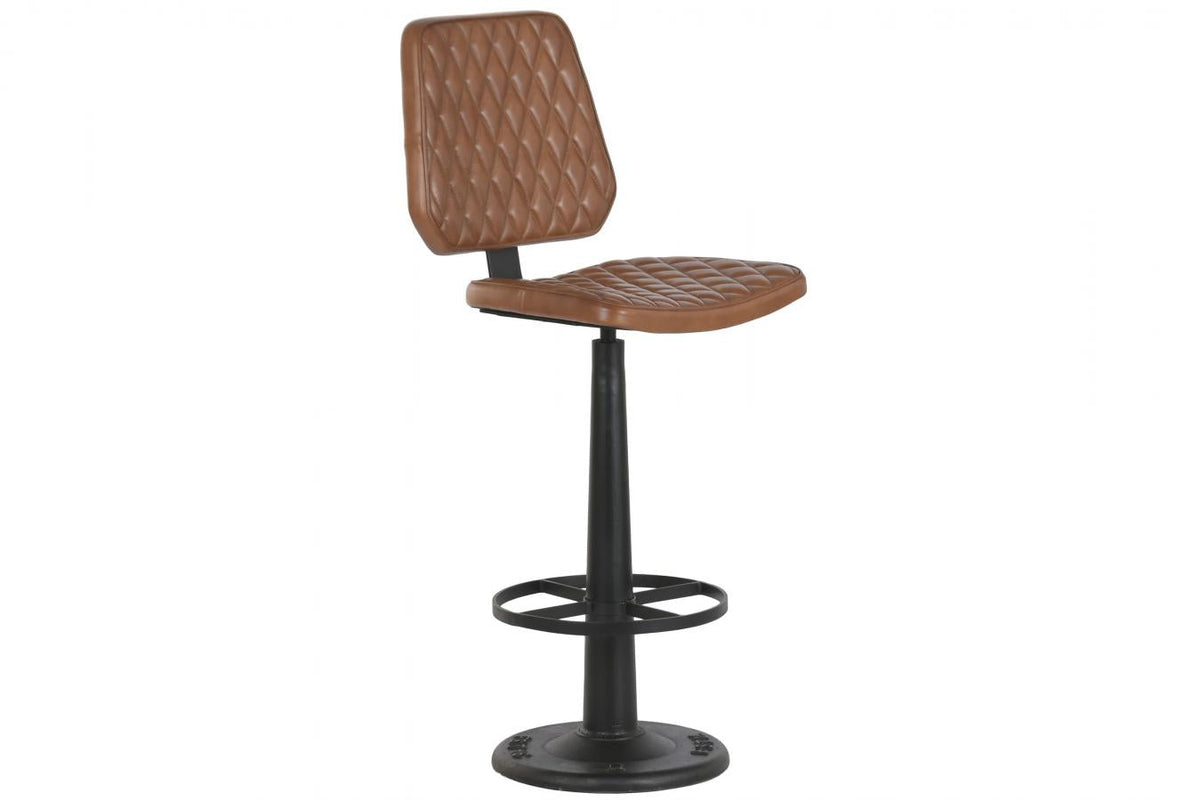TABURETE PIEL HIERRO 42X49X105 MARRON