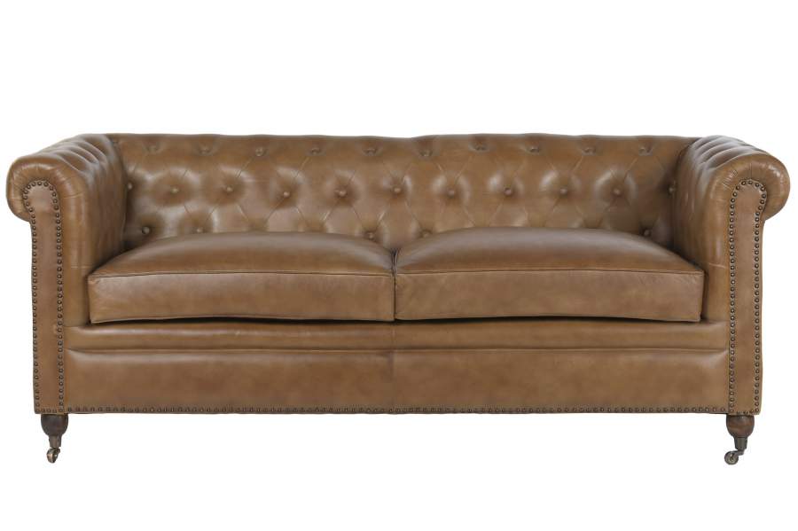SOFA CHESTER PIEL 190X77X80 3 PLAZAS